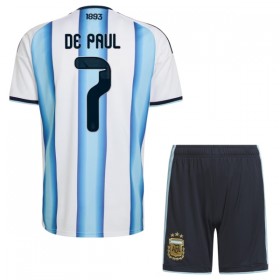 Argentina De Paul 7 Fodboldtrøjer Børn Hjemme VM 2026 Kort ærmer