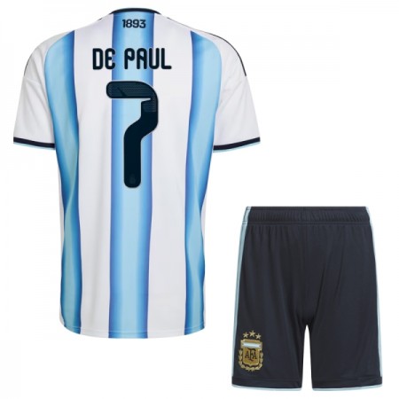Argentina De Paul 7 Fodboldtrøjer Børn Hjemme VM 2026 Kort ærmer