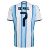 Argentina De Paul 7 Fodboldtrøjer Børn Hjemme VM 2026 Kort ærmer
