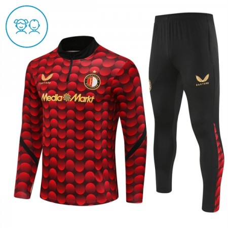 Feyenoord Børn Trænings Sweatshirt Rød Kvart-Zip 2025-26