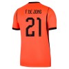 Holland Frenkie de Jong 21 Fodboldtrøjer Børn Hjemme VM 2026 Kort ærmer