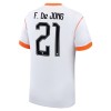Holland Frenkie de Jong 21 Fodboldtrøjer Børn Udebane VM 2026 Kort ærmer