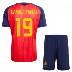 Spanien 2 Stars Lamine Yamal 19 Fodboldtrøjer Børn Hjemme VM 2026 Kort ærmer