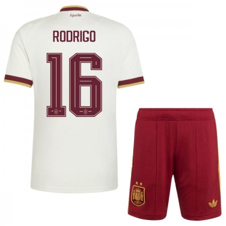 Spanien 2 Stars Rodrigo 16 Fodboldtrøjer Børn Udebane VM 2026 Kort ærmer