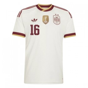 Spanien 2 Stars Rodrigo 16 Fodboldtrøjer Børn Udebane VM 2026 Kort ærmer