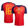Spanien 2 Stars Rodrigo 16 Fodboldtrøjer Hjemme VM 2026 Kort ærmer Spanien 2 Stars Rodrigo 16 Fodboldtrøjer Hjemme VM 2026 Kort ærmer