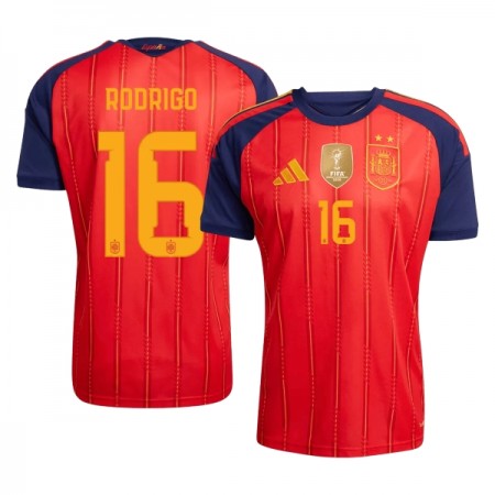 Spanien 2 Stars Rodrigo 16 Fodboldtrøjer Hjemme VM 2026 Kort ærmer Spanien 2 Stars Rodrigo 16 Fodboldtrøjer Hjemme VM 2026 Kort ærmer