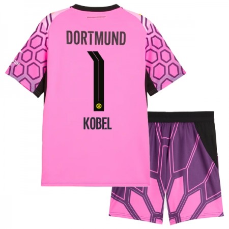 Borussia Dortmund Kobel 1 Fodboldtrøjer Målmand Børn Udebane Pink 2026-27 Kort ærmer