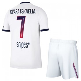 Paris Saint-Germain PSG Kvaratskhelia 7 Fodboldtrøjer Børn Udebane 2026-27 Kort ærmer