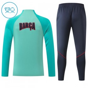 Barcelona Børn Trænings Sweatshirt Grøn Kvart-Zip 2026-27