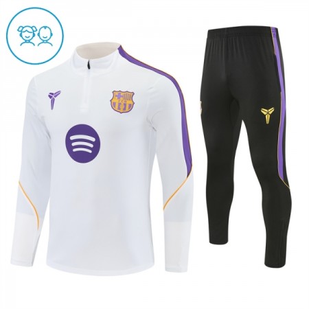 Barcelona Børn Trænings Sweatshirt Hvid Kvart-Zip 2026-27