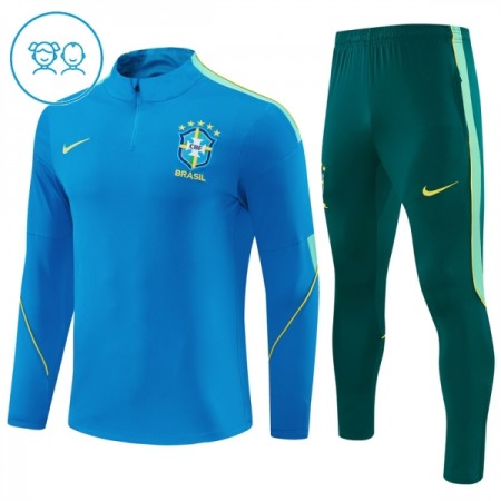 Brasilien Børn Trænings Sweatshirt Blå Kvart-Zip 2026-27