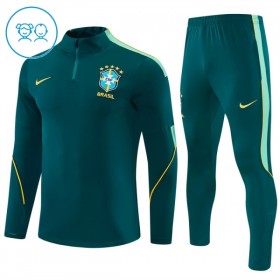 Brasilien Børn Trænings Sweatshirt Grøn Kvart-Zip 2026-27