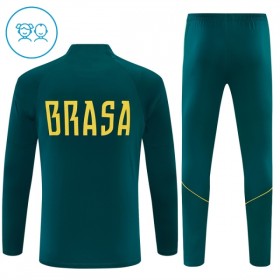 Brasilien Børn Trænings Sweatshirt Grøn Kvart-Zip 2026-27