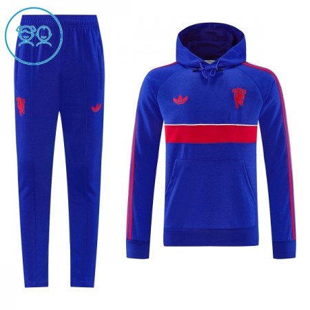 Manchester United Hoodie Børn Trænings Sweatshirt Blå 2026-27